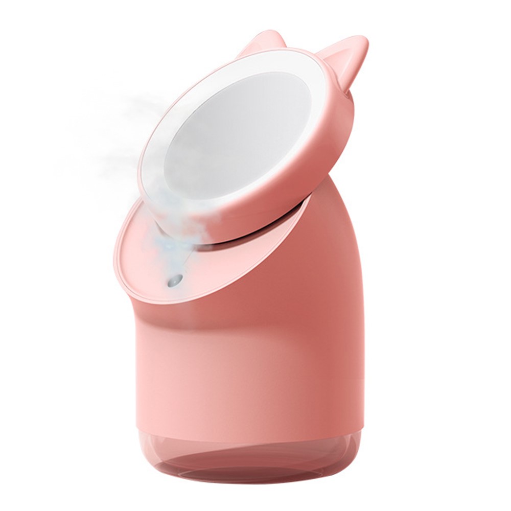 Creative Humidifier Makeup Mirror LED Light Atomizer Suitable for Home Car Bedroom Office and Travel - Pink-1