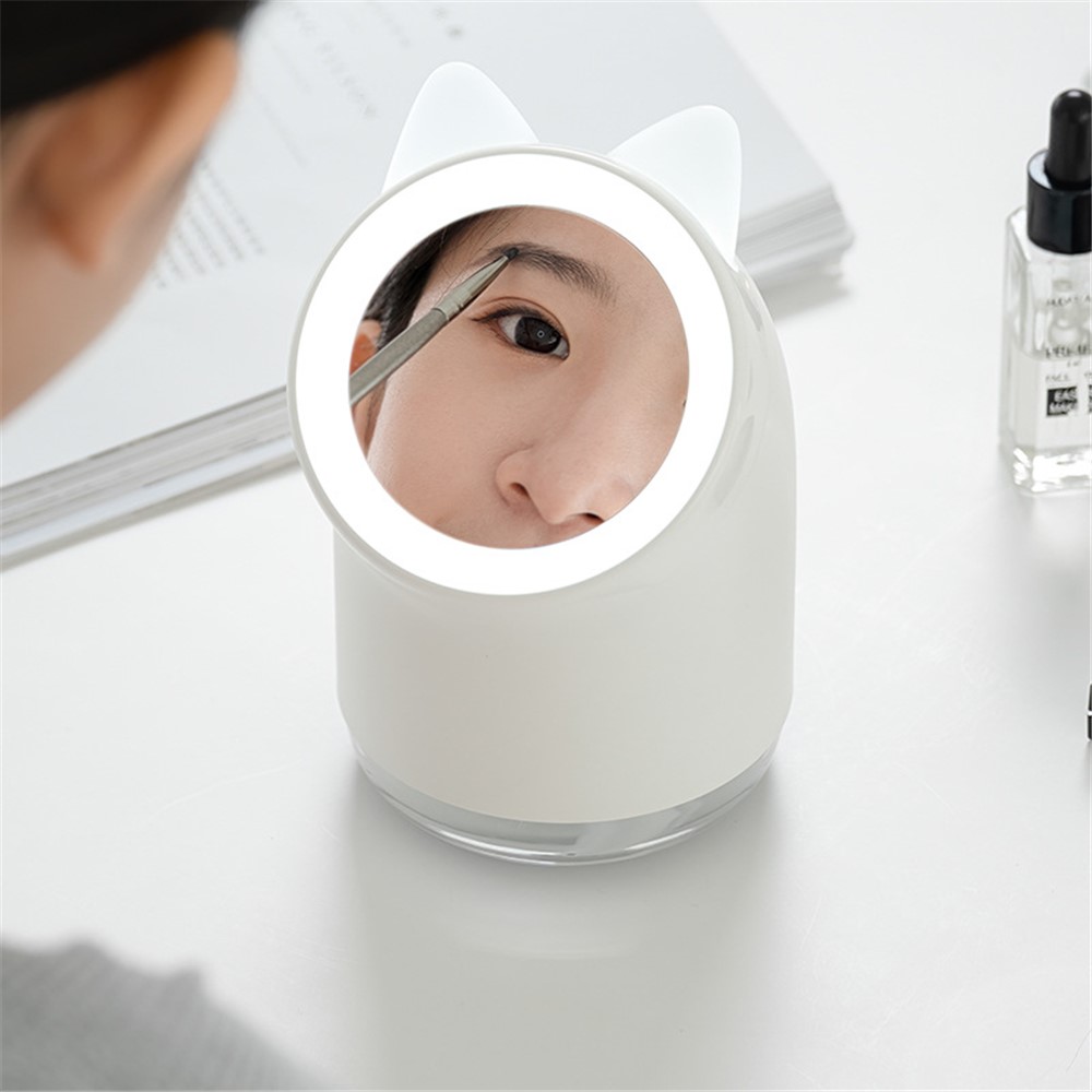 Creative Humidifier Makeup Mirror LED Light Atomizer Suitable for Home Car Bedroom Office and Travel - Pink-4