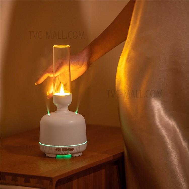 WX108 Flameless Candle Light Humidifier Dual Mist Outlet Aroma Diffuser Fine Mist Maker - White/US Plug-2