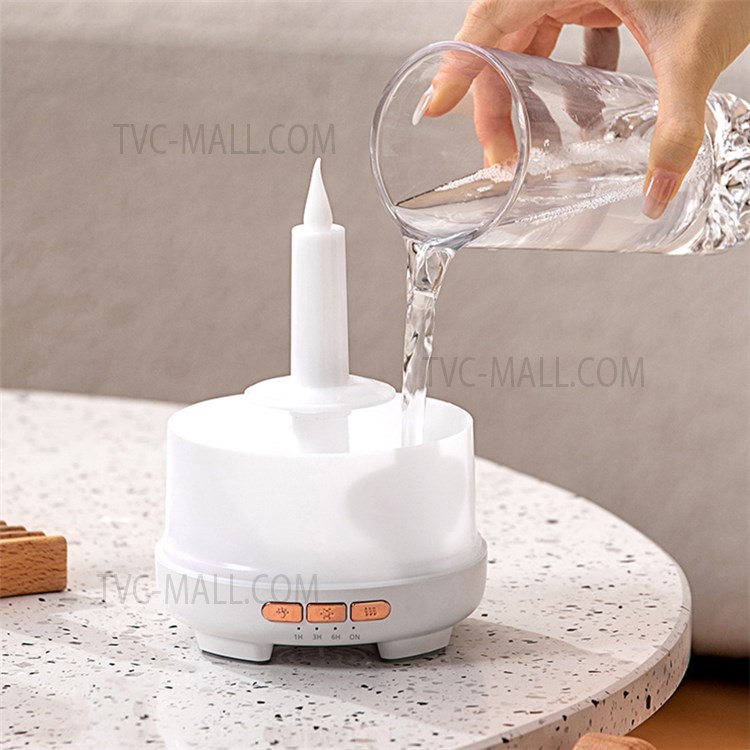 WX108 Flameless Candle Light Humidifier Dual Mist Outlet Aroma Diffuser Fine Mist Maker - White/US Plug-4