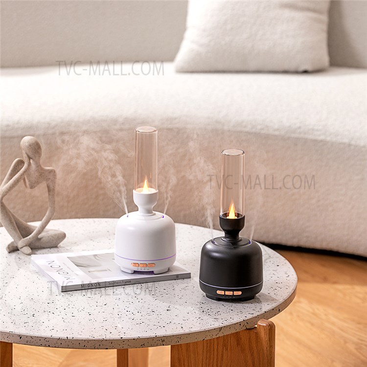 WX108 Flameless Candle Light Humidifier Dual Mist Outlet Aroma Diffuser Fine Mist Maker - White/US Plug-6