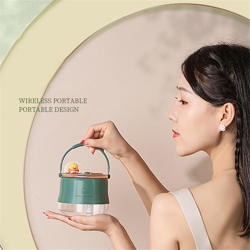 F08 Cute Cartoon Humidifier Rechargeable Dual Mist Outlet Night Light Home Mute Mist Diffuser - Green-3