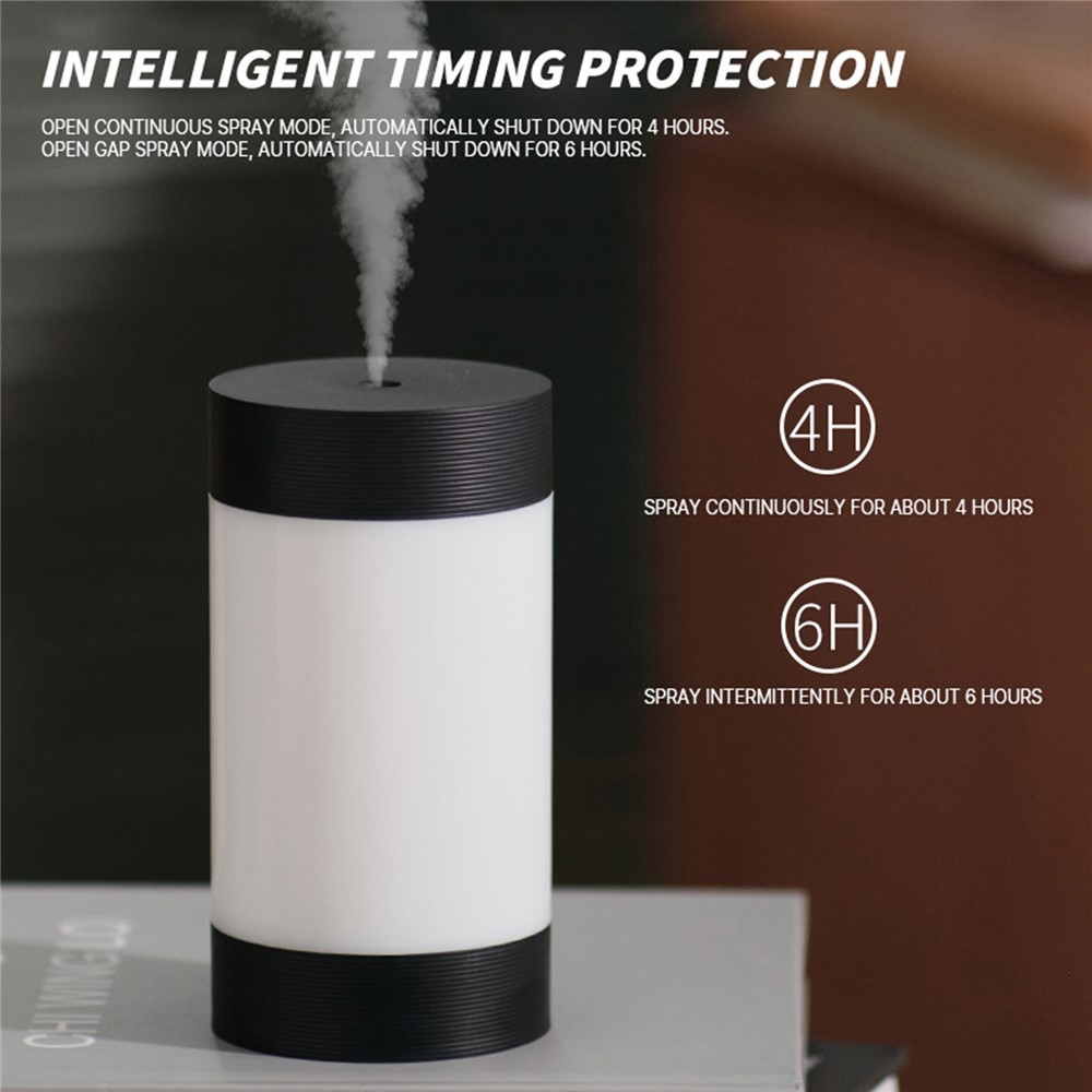 DQ122 300ml Mini Humidifier Portable Air Purifier Silent Atomizer Household Aroma Diffuser with Colorful Light for Car Office - Black-7