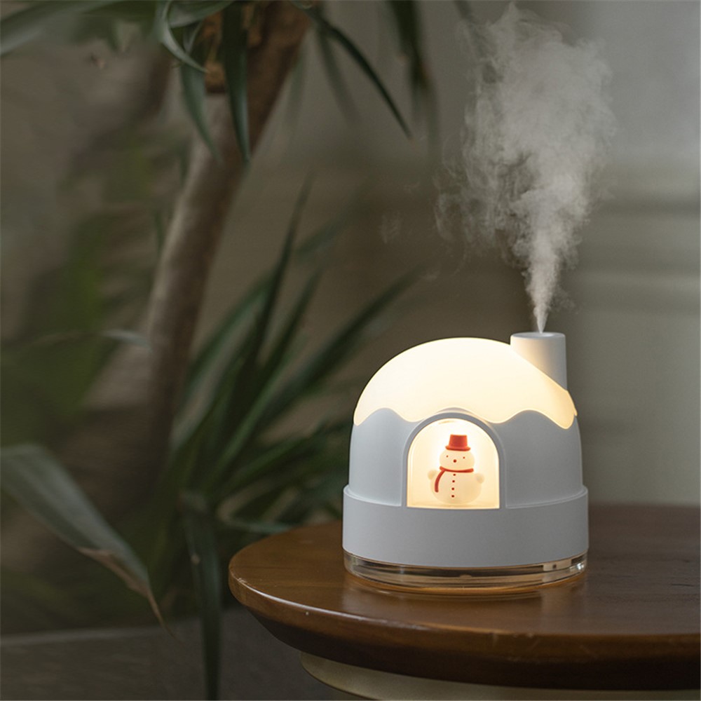 Cute Snowman Humidifier Rechargeable Mute Mist Diffuser Night Light Home Decor Gift - Pink-4