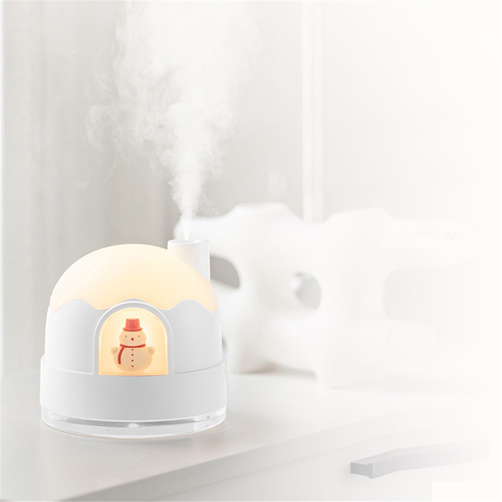 Cute Snowman Humidifier Rechargeable Mute Mist Diffuser Night Light Home Decor Gift - Pink-5