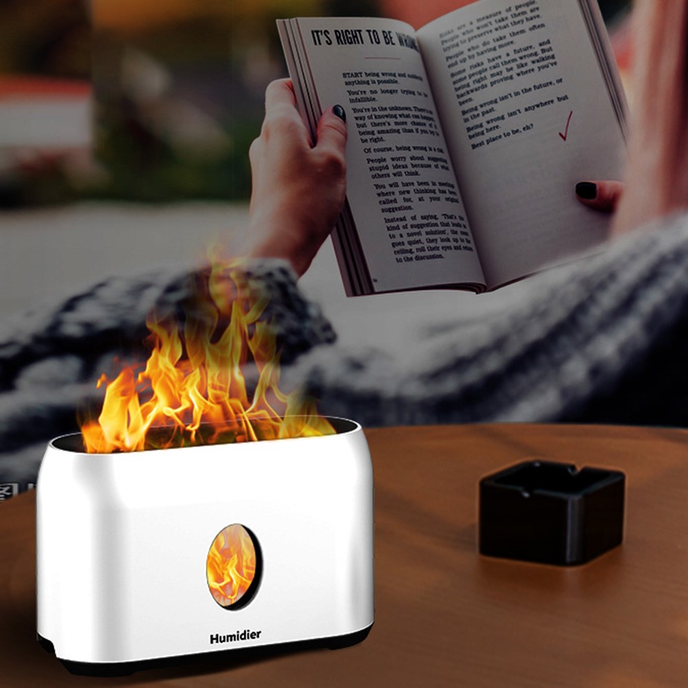 HZ002 Flame USB Aromatherapy Diffuser Three Gear Timer Table Lamp Humidifier for Bedroom Living Room Car with Remote Control - Light Grey-3