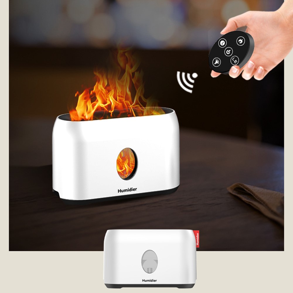 HZ002 Flame USB Aromatherapy Diffuser Three Gear Timer Table Lamp Humidifier for Bedroom Living Room Car with Remote Control - Light Grey-5