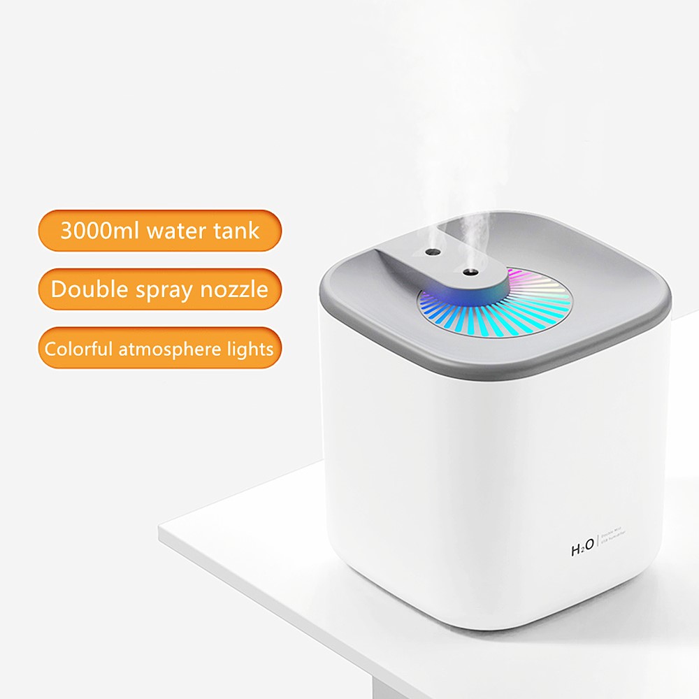 DQ-118 3000ml Grande Capacidade Air Humidifier Óleo Essencial Aroma Difusor Portátil Mist Fabricante De Nevoeiro Silencioso Com Luz Colorida Para Escritório Em Casa - Branco-3