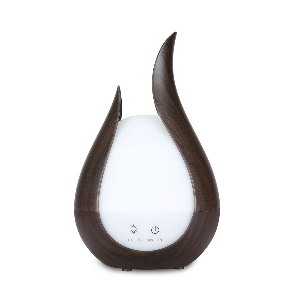 JCSY-261 200ml Ultrasonic Air Humidifier Continuous Fog Sprayer Quiet Mist Maker Waterless Auto Shut-off Essential Oil Aroma Diffuser with LED Color Light - Dark Wood/US Plug-1