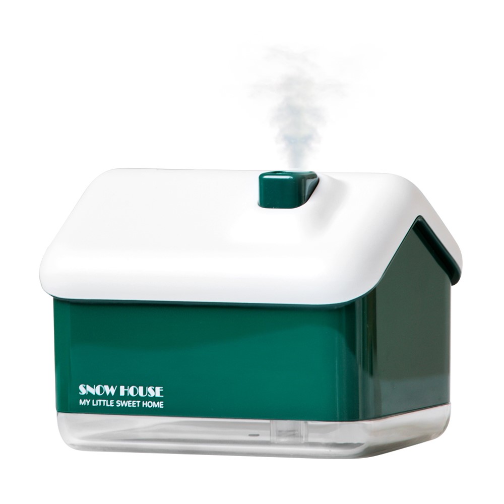 300ml Creative Snow House Humidifier USB Rechargeable Mini Diffuser Fine Mist Sprayer Night Light - Green-1