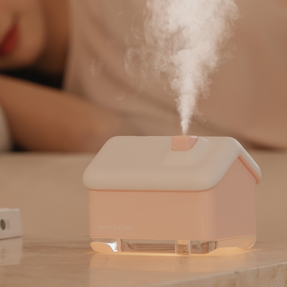 300ml Creative Snow House Humidifier USB Rechargeable Mini Diffuser Fine Mist Sprayer Night Light - Green-3
