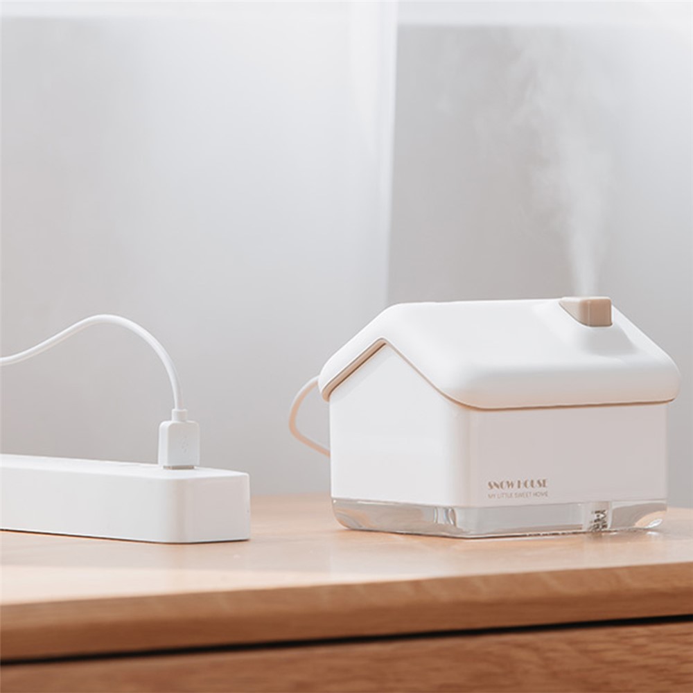300ml Creative Snow House Humidifier USB Rechargeable Mini Diffuser Fine Mist Sprayer Night Light - Green-4