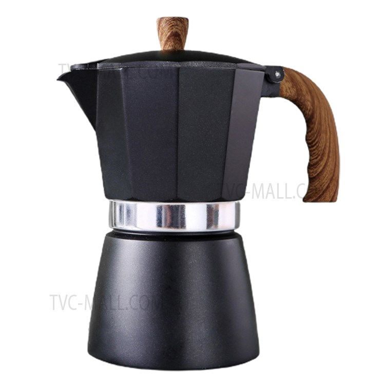 300ml Classic Espresso Percolator Stovetop Home Coffee Maker Aluminum Moka Pot Kitchen Coffee Making Tool for 6 People (No FDA, BPA-free) - Black-1