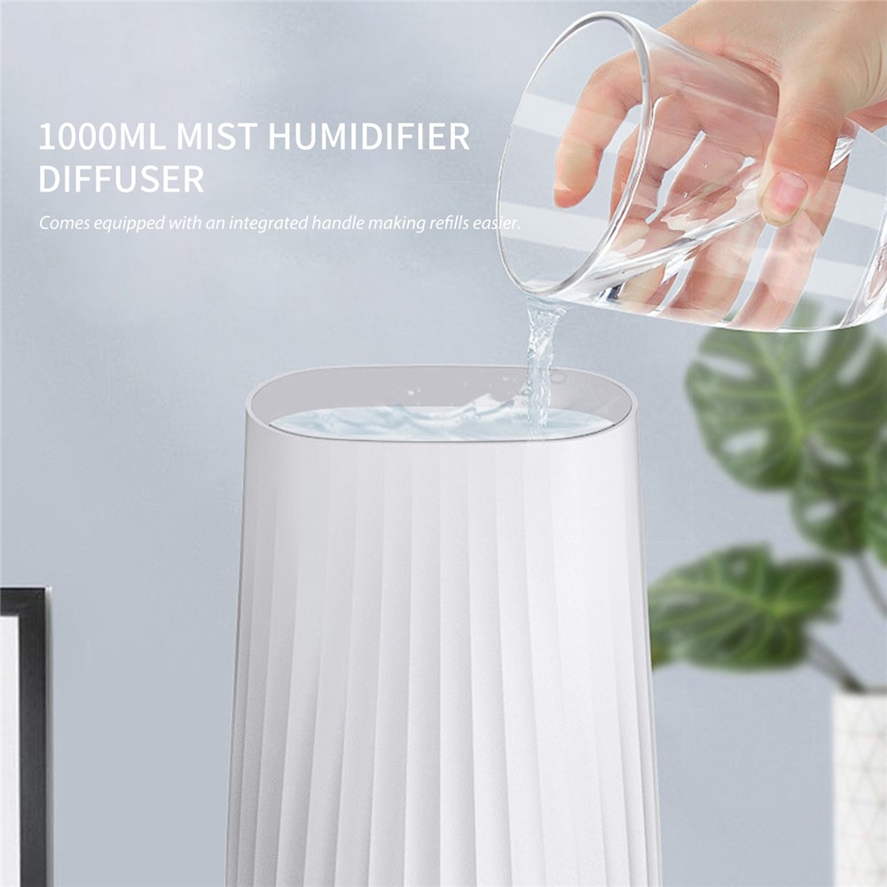 Mist Humidifier 1000ml Dual Spouts Cold LED Night Light Silent Home Humidifier Diffuser - Pink-3