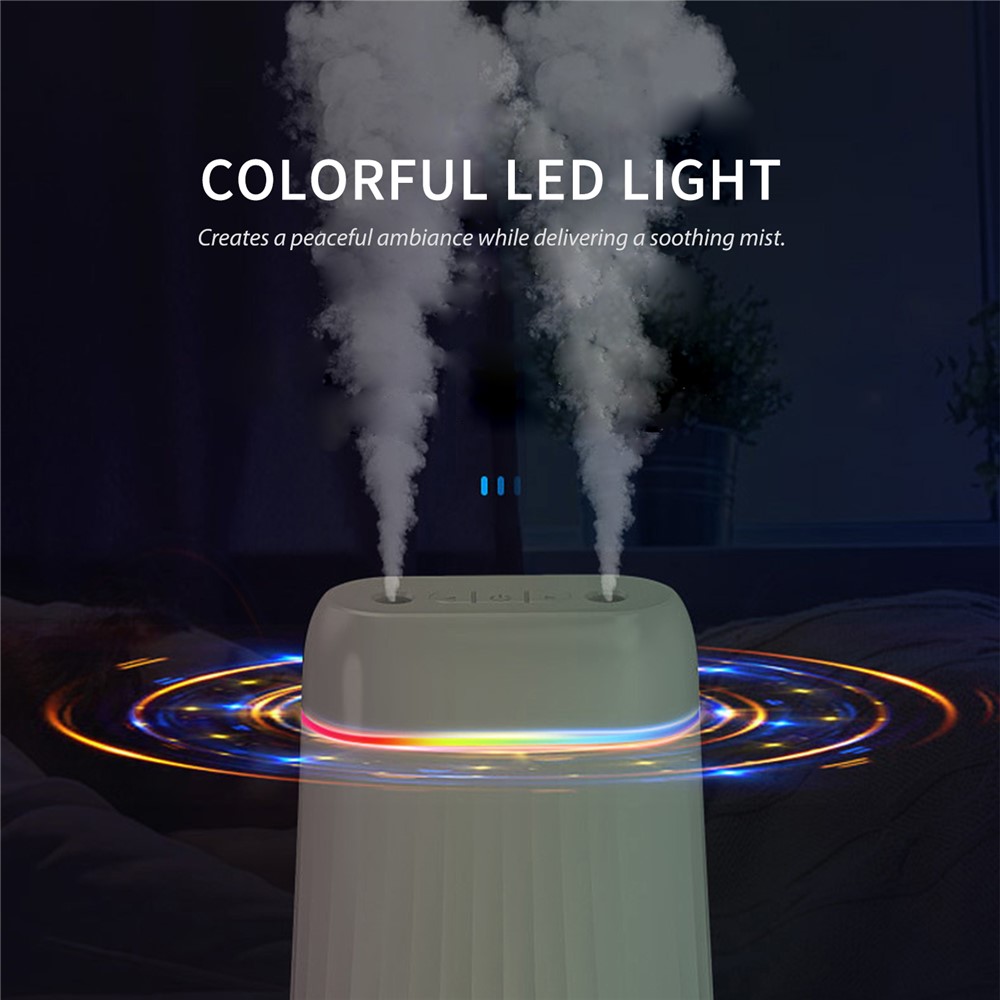 Mist Humidifier 1000ml Dual Spouts Cold LED Night Light Silent Home Humidifier Diffuser - Pink-4