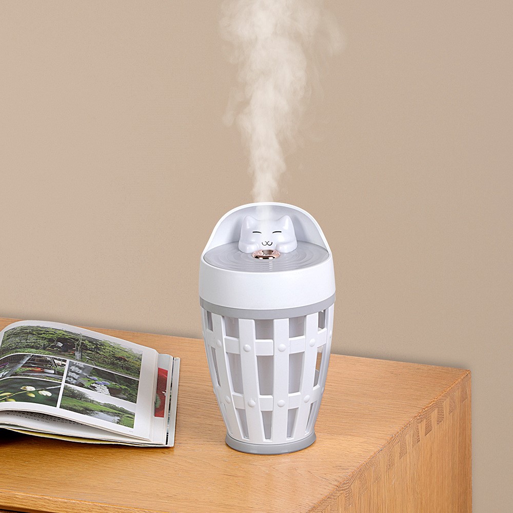 X16 Happy Cat Design 260ml Mini Mist Humidifier Ultrasonic Diffuser with LED Night Light for Home Car Office - Pink-5