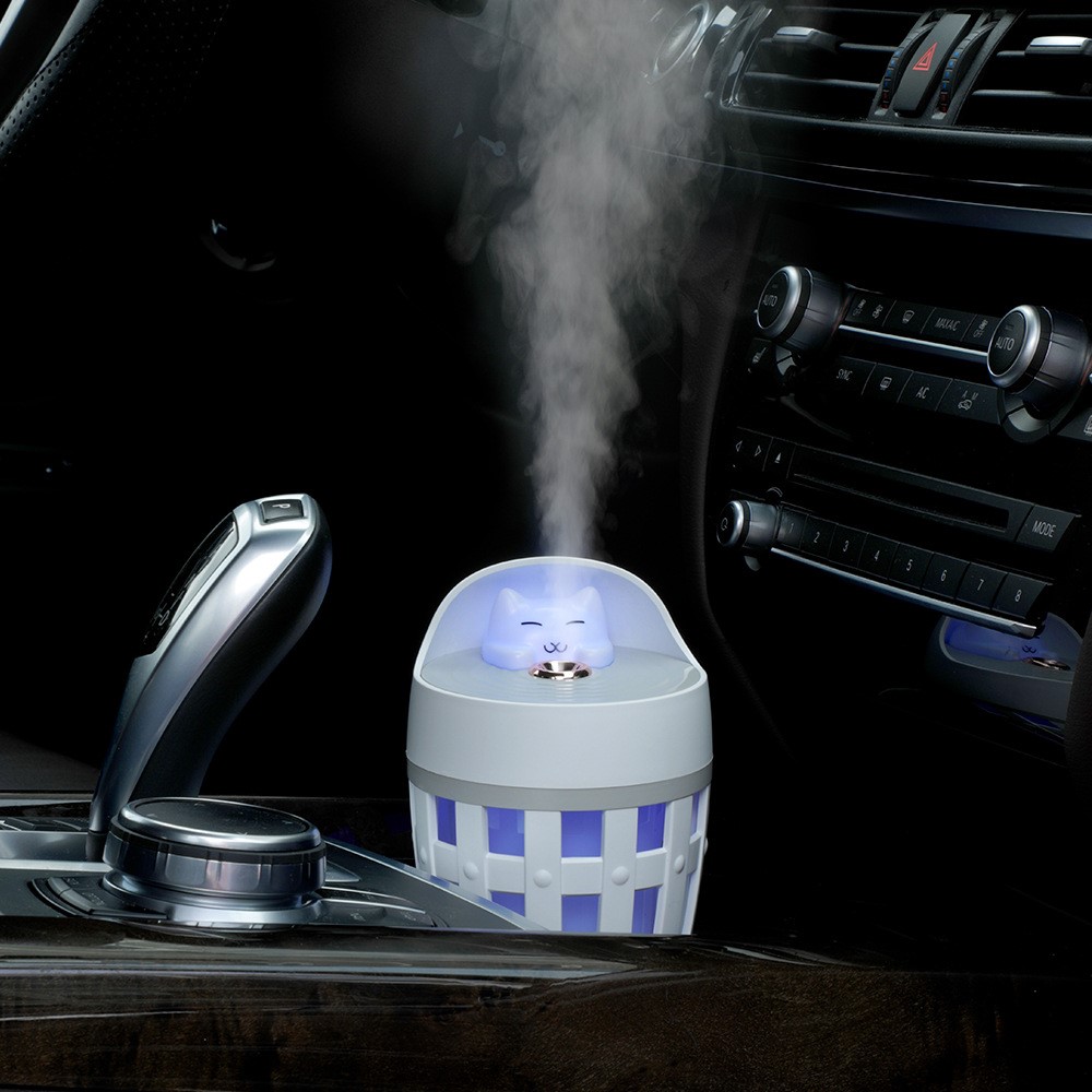 X16 Happy Cat Design 260ml Mini Mist Humidifier Ultrasonic Diffuser with LED Night Light for Home Car Office - Pink-6