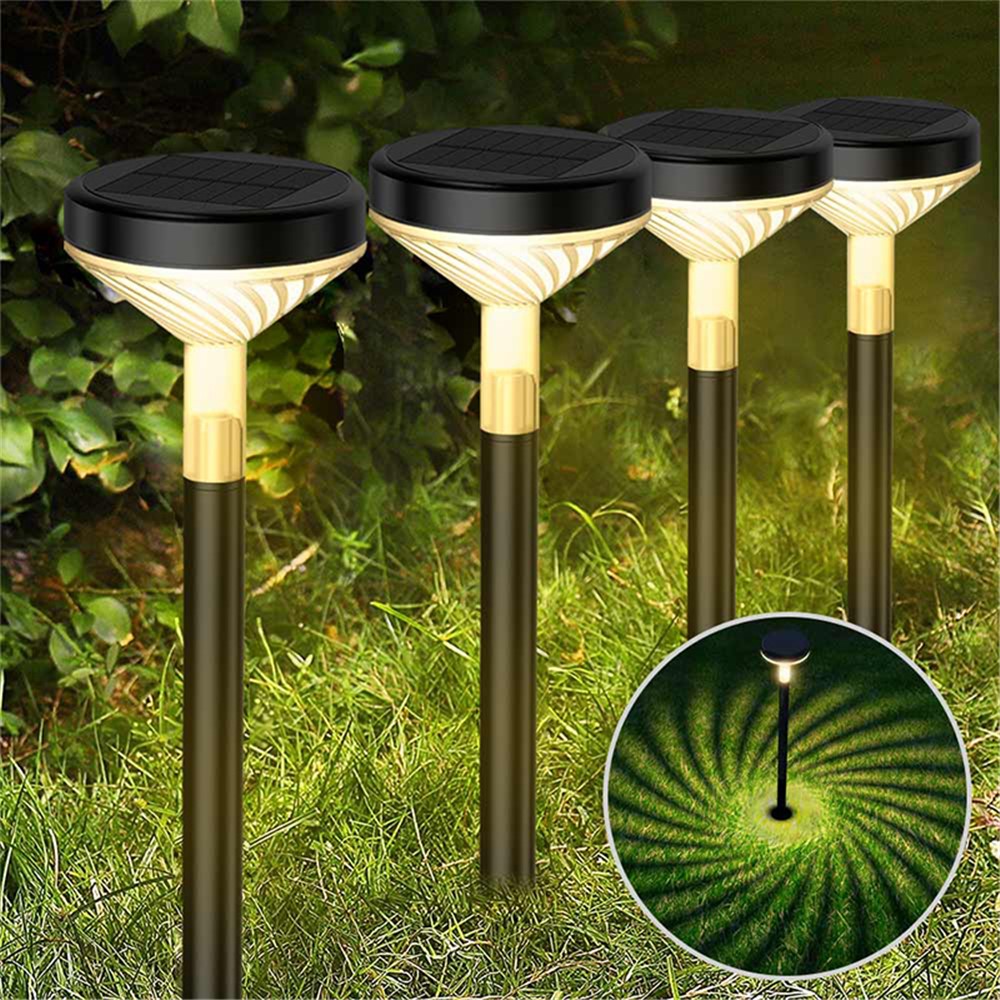 YOUOKLIGHT 4Pcs Waterproof Solar Outdoor Garden Light Dusk to Dawn Auto On/Off LED Solar Path Light, Warm White-4