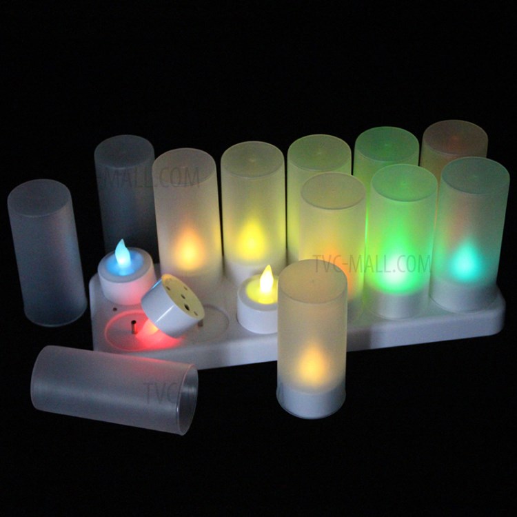 Wholesale 12PCS/Pack Rechargeable Flameless Candles Realistic Colorful Light LED Candles US