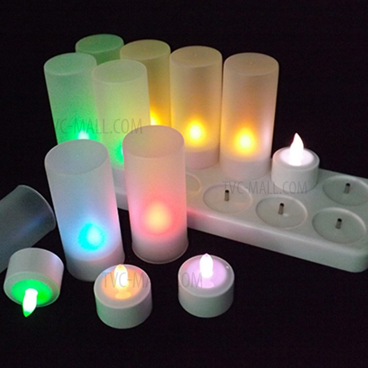 Wholesale 12PCS/Pack Rechargeable Flameless Candles Realistic Colorful