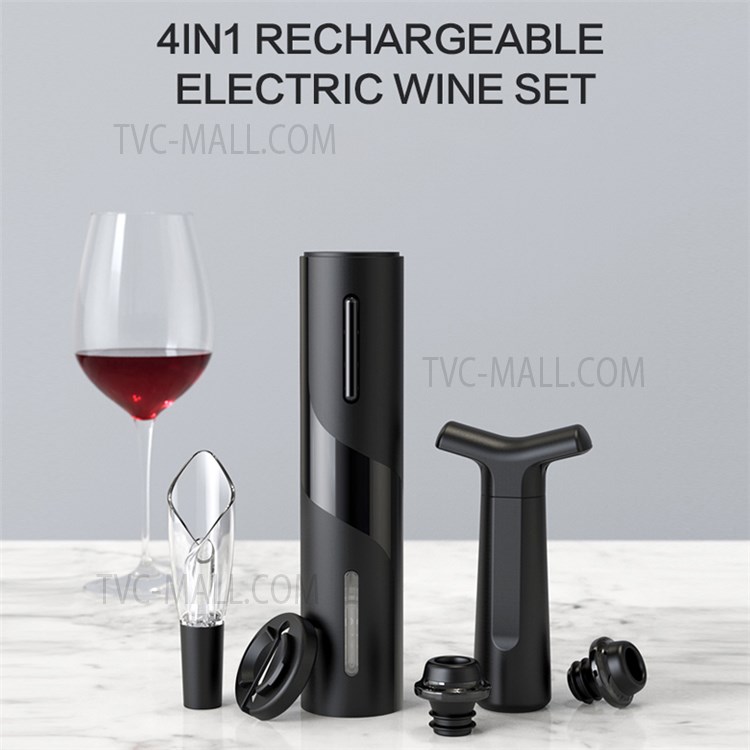 KLT KGS-KP1-361901 Electric Red Wine Opener Tool Set Kitchen Rechargeable Bottle Opener Wine Pourer Foil Cutter Vacuum Pump Stopper Kit-2