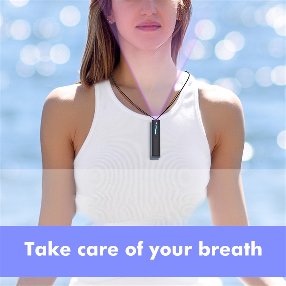 Mini Portable Air Purifier Wearable Necklace USB Air Cleaner Negative Ion Generator Personal Air Freshener for Adults - Black-2