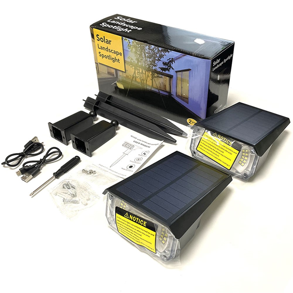 YOUOKLIGHT 2Pcs Outdoor IP65 Waterproof 40-LED 3 Modes Solar Landscape Spotlights for Garden Pathway Yard Driveway Porch-3
