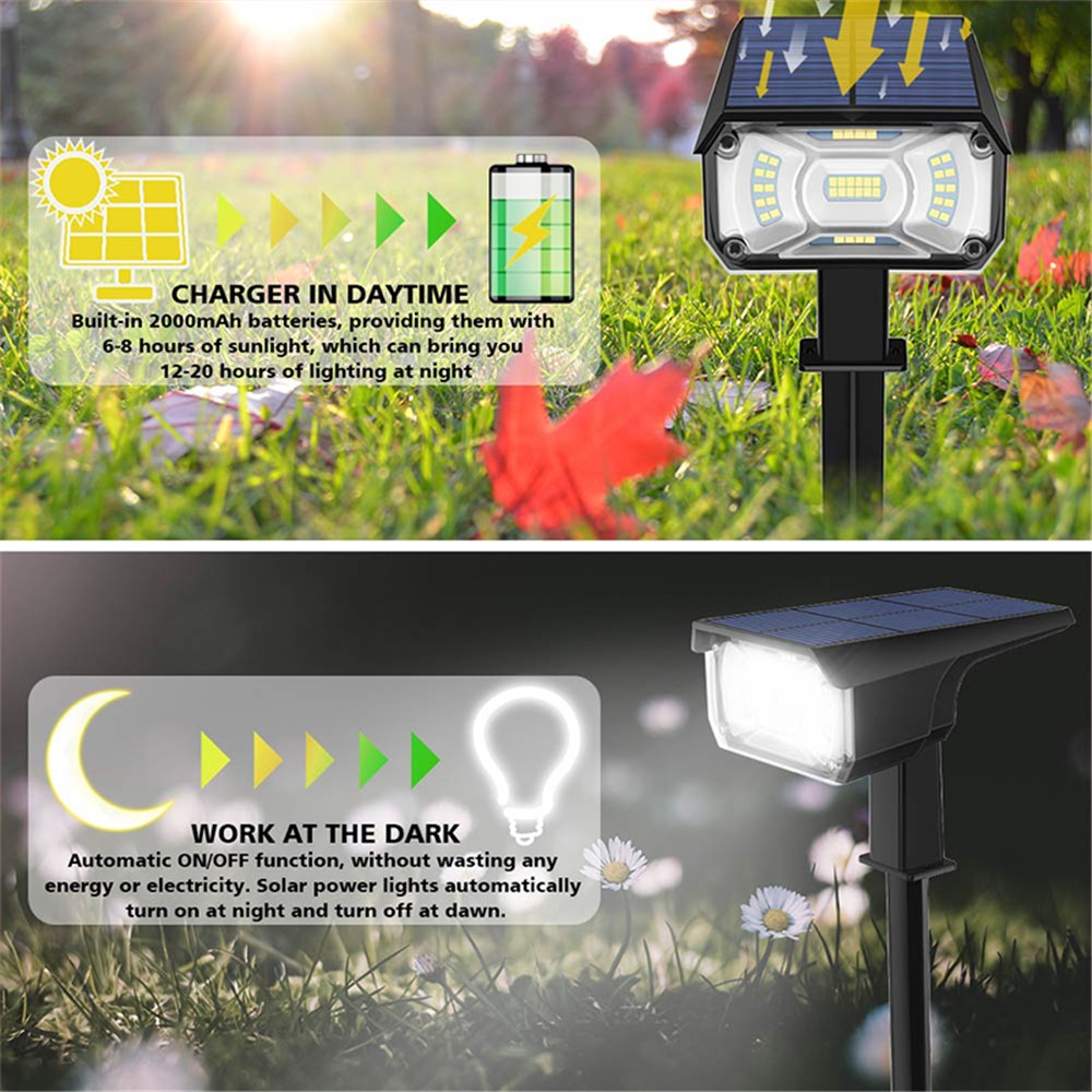 YOUOKLIGHT 2Pcs Outdoor IP65 Waterproof 40-LED 3 Modes Solar Landscape Spotlights for Garden Pathway Yard Driveway Porch-5