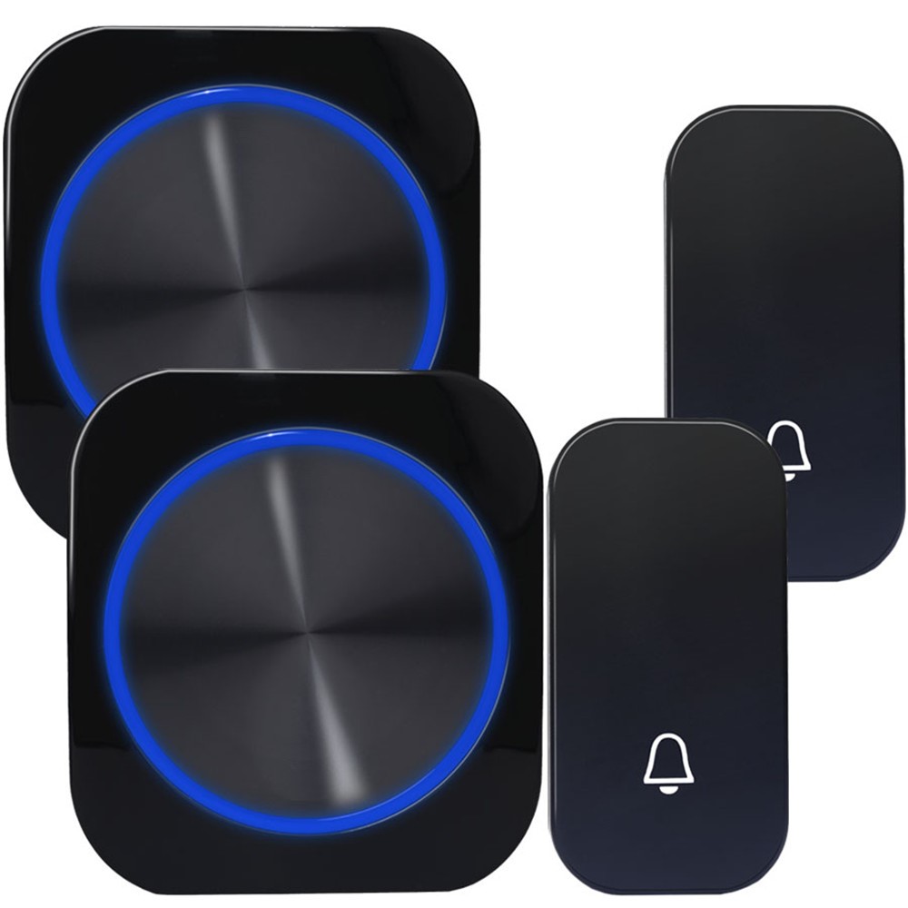 SMATRUL M688 Waterproof Self-powered Wireless DoorBell Door (2 x Transmitter + 2 x Receivers) - Black