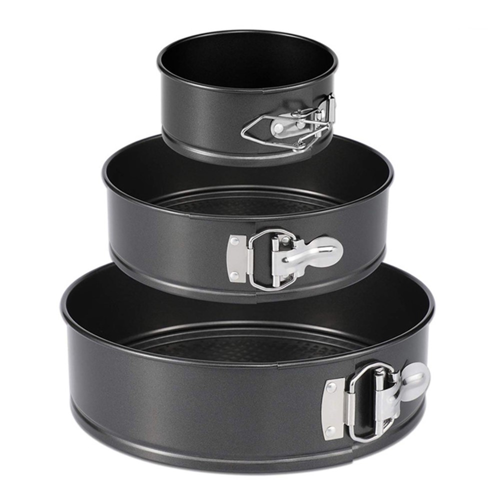 KP017 3Pcs/Set Round 4/7/9 inch Cake Mold Non-stick High Carbon Steel Kitchen Baking Mold with Removable Bottom (BPA Free, no FDA Certificate)-2