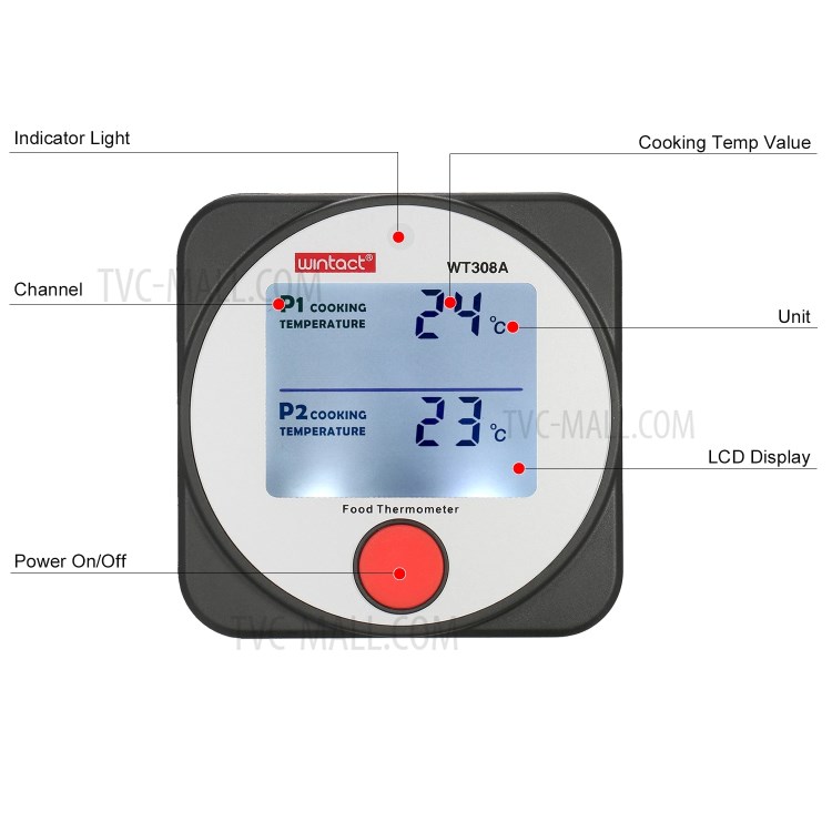 Wintact WT308A Termômetro de Carne de Alimentos LCD Termômetro de Cozinha LCD (BPA Free, Sem Certificação Fda)-10