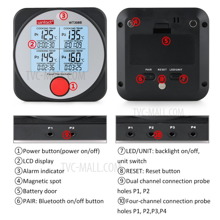 Wintact WT308A Termômetro de Carne de Alimentos LCD Termômetro de Cozinha LCD (BPA Free, Sem Certificação Fda)-2