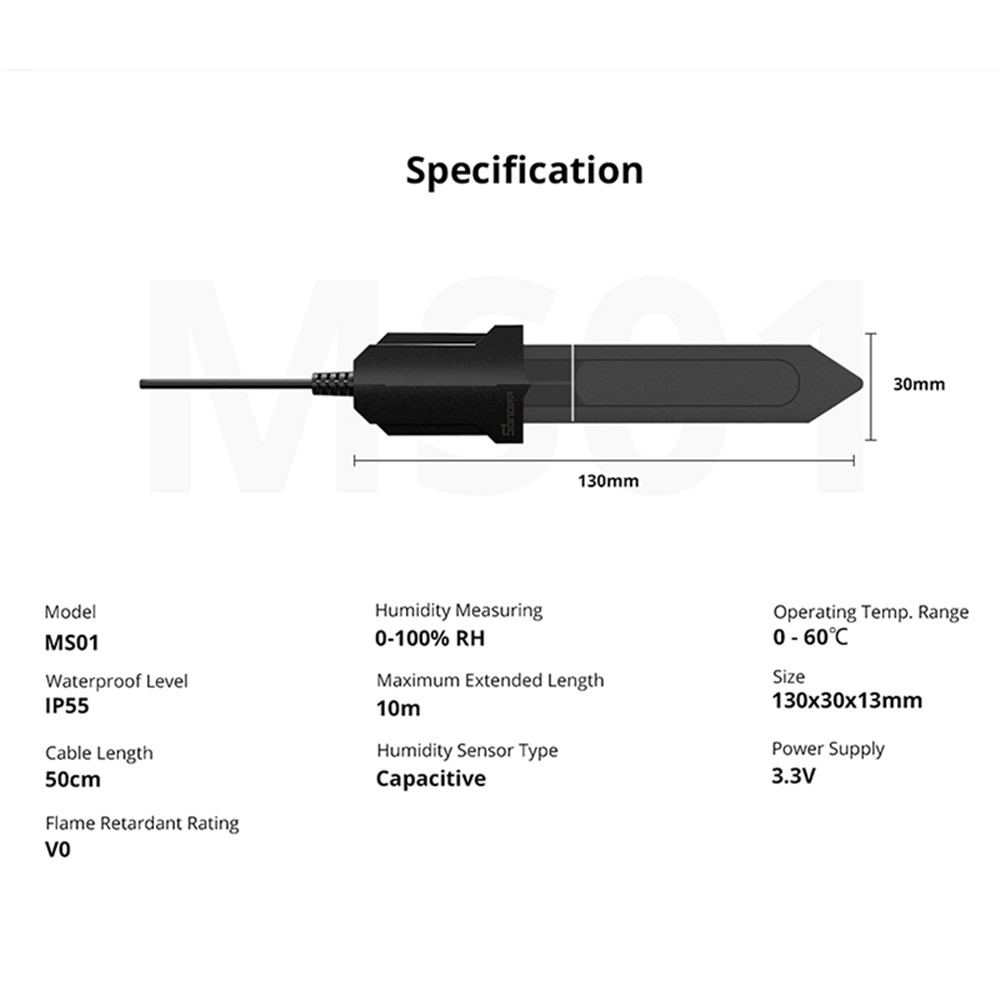SONOFF MS01 Smart Soil Moisture Sensor Accessory for TH10/16-9