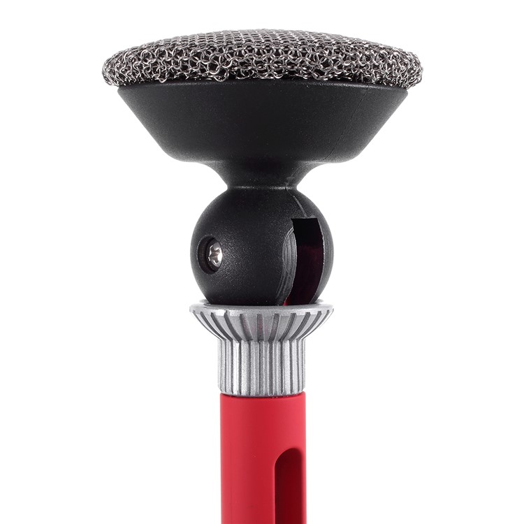 Stainless Steel Wire Ball Brush Cleaning Brush with Long Handle Pan Cleaning Brush - Red-5