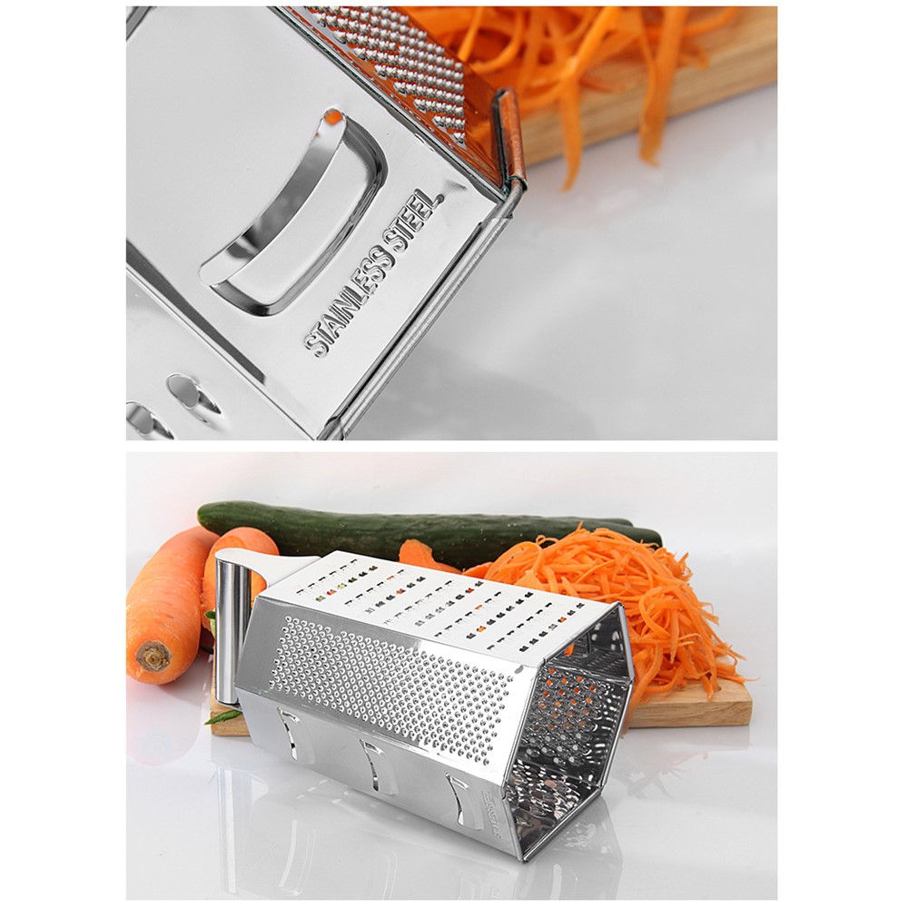 Sixsided Box Grater Stainless Steel Vegetable Cheese Multi Purpose Chopper