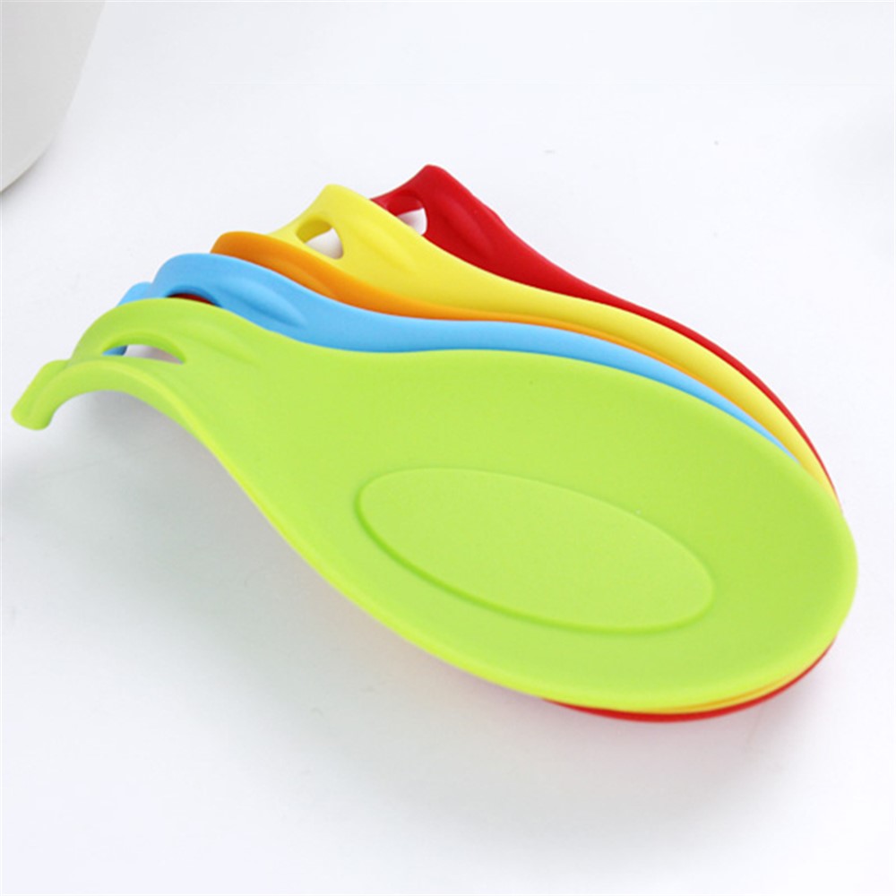 BPA Free Silicone Soup Spoon Mat Heat Insulation Scoop Pad Non-slip Kitchen Tableware Cushion (with FDA Certification) - Orange-3
