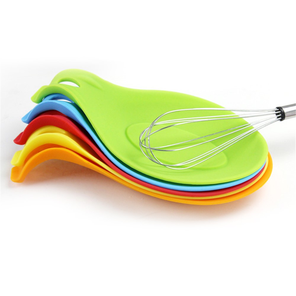 BPA Free Silicone Soup Spoon Mat Heat Insulation Scoop Pad Non-slip Kitchen Tableware Cushion (with FDA Certification) - Orange-4