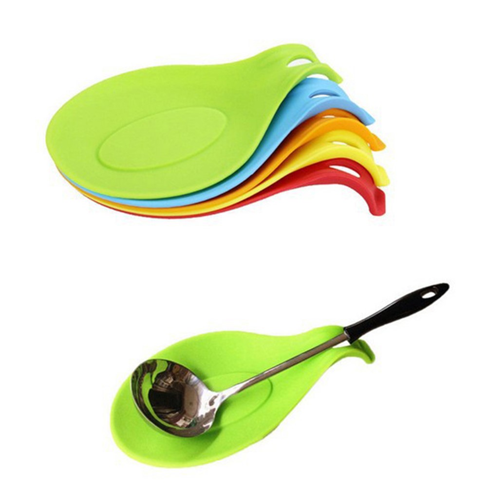 BPA Free Silicone Soup Spoon Mat Heat Insulation Scoop Pad Non-slip Kitchen Tableware Cushion (with FDA Certification) - Orange-5