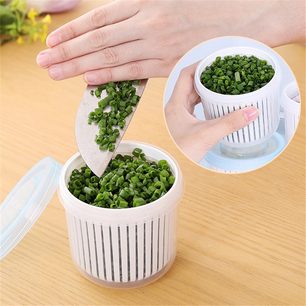 Nordic Style Stackable Food Storage Container Portable Freezer Kitchen Organizer Gadgets Fruit Vegetable Saver Tomato Chili Onion Holder with Removable Drain-4