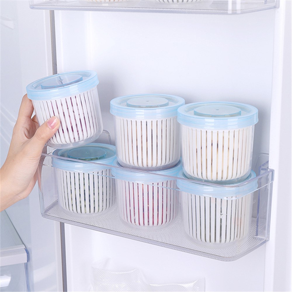 Nordic Style Stackable Food Storage Container Portable Freezer Kitchen Organizer Gadgets Fruit Vegetable Saver Tomato Chili Onion Holder with Removable Drain-8