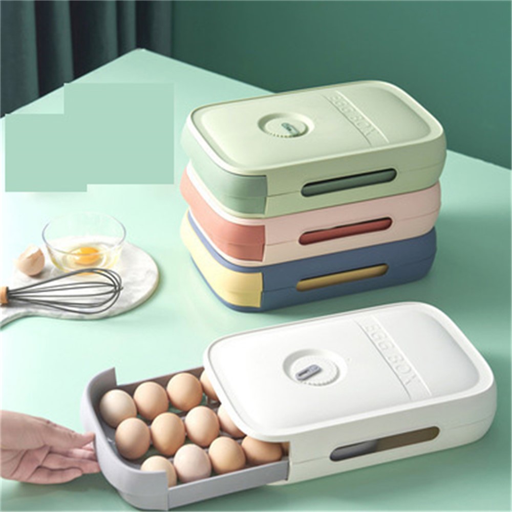 Drawer Organizer Boxe Plastic Storage Container with Lid Kitchen Refrigerator Egg Tray Organizer (BPA Free, without FDA Certificate) - Blue-3