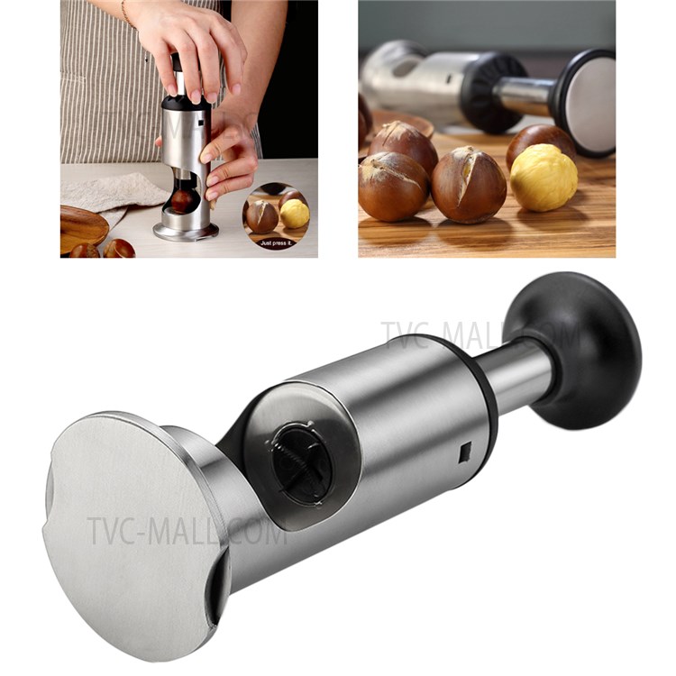 Push Type Chestnut Cracker Peeler Walnut Plier Opener 304 Stainless Steel Kitchen Tool (No FDA Certificate, BPA-free)-1