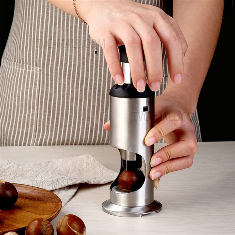 Push Type Chestnut Cracker Peeler Walnut Plier Opener 304 Stainless Steel Kitchen Tool (No FDA Certificate, BPA-free)-6