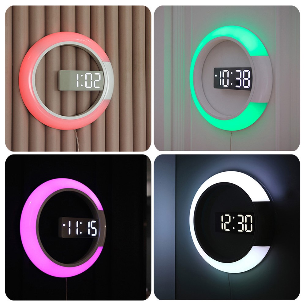 Achetez TSS24 Miroir à LED Créatif Horloge Murale Creuse Avec Interrupteur Multimore D