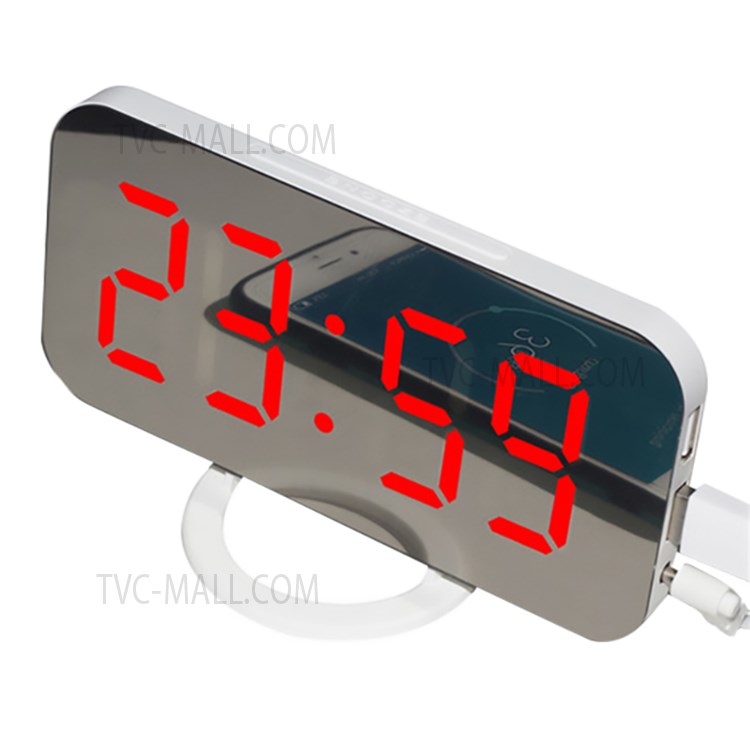 EN8813 LED Digital Alarm Clock Auto Dim Desktop Electronic Clock with Dual US Charger Ports for