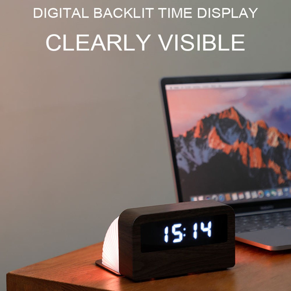 Y1 Creative Book-shaped Light Alarm Clock Time Display USB Rechargeable Smart Alarm Clock - Black-6