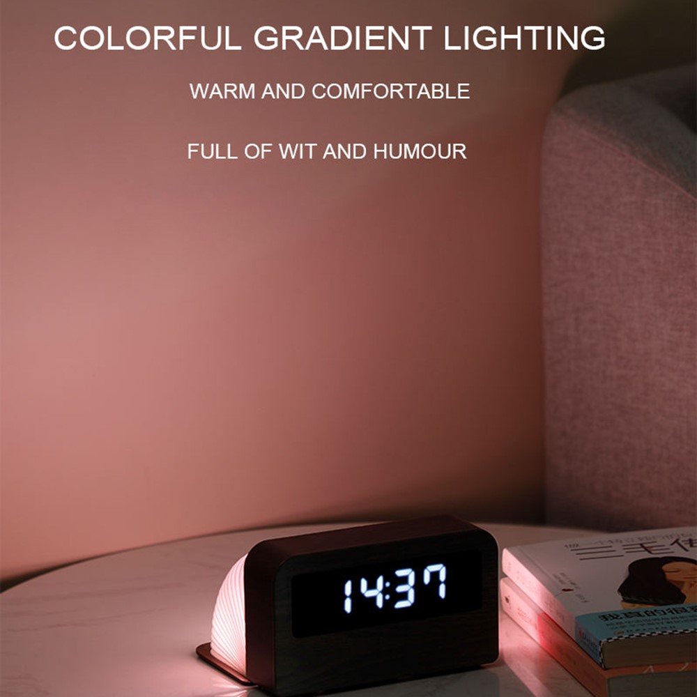 Y1 Creative Book-shaped Light Alarm Clock Time Display USB Rechargeable Smart Alarm Clock - Black-7