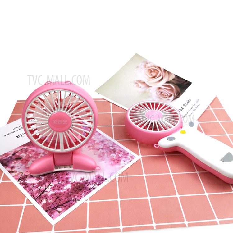 Neck Hanging USB Rechargeable Handheld Fan with Colorful Light Aromatherapy Function - Pink-1