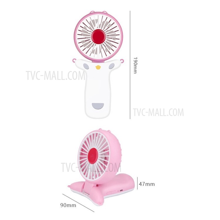 Neck Hanging USB Rechargeable Handheld Fan with Colorful Light Aromatherapy Function - Pink-2