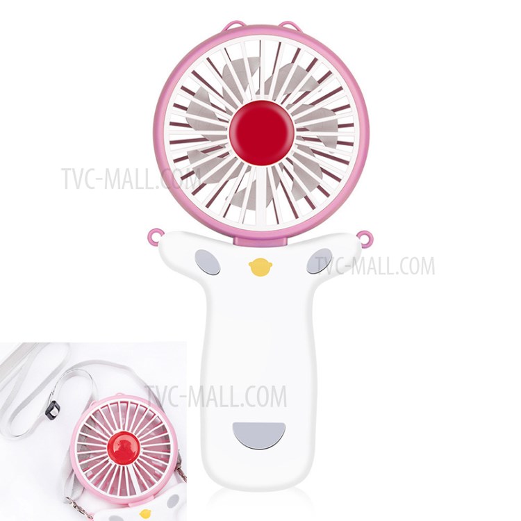 Neck Hanging USB Rechargeable Handheld Fan with Colorful Light Aromatherapy Function - Pink-3